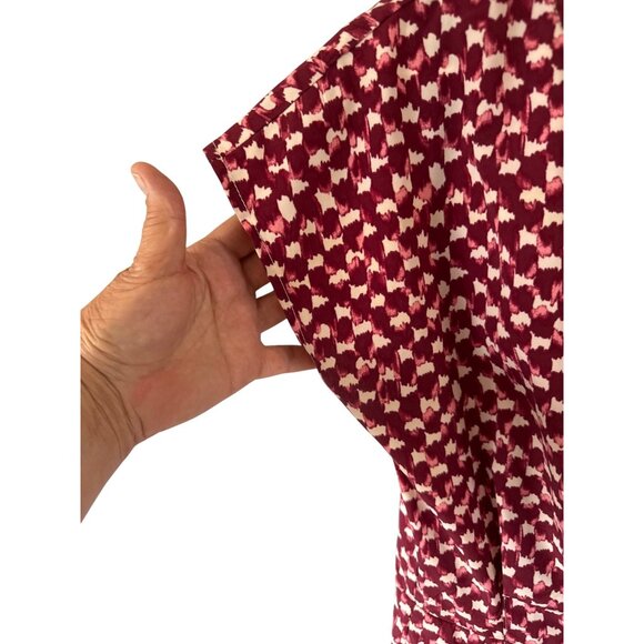 Banana Republic Abstract Print Short Sleeve Dress Red White Size 0 Resortwear - Picture 3 of 8